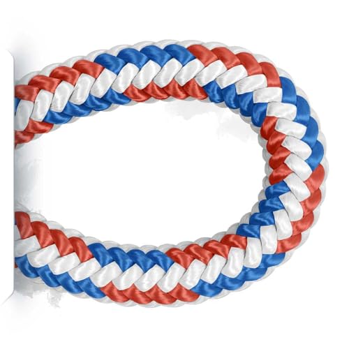 16-Strand Arborist Rope, 1/2 in (12.7 mm), 7000 lbs MBS, Stat - size: 200 ft - Sewn Eye, style: Red White Blue