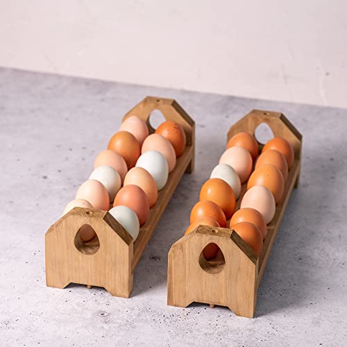 Farmhouse Stackable Wood Egg Holder - Fresh Egg Storage Rack (1)