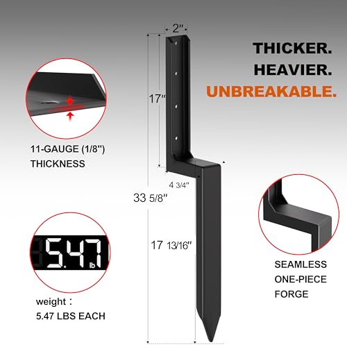One-Piece Fence Post Repair Kit, Heavy Duty, 2-Pack | One-piece , 11-gauge steel, 304 SS rustproof, 5.47 lbs each, fits 4x4/6x6, no-dig install,20-min fix