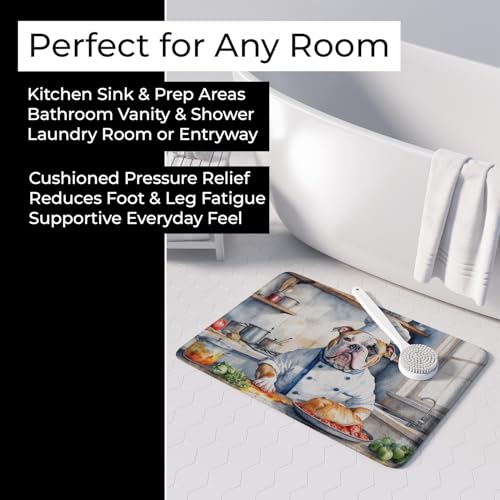 Caroline's Treasures American Bulldog The Chef Memory Foam Kitchen Mat Machine Washable Anti-Fatigue Mat Cushion Comfort Bath Mat or Kitchen Rug - color: American Bulldog 6185