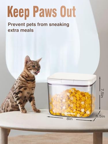 LivLab Mker 5-10 lb Airtight Dog Food Storage Container, White | Large airtight bin with pop-lock lid and clear body; stores 5-10 lb of dry dog food, cat treats, rice, or flour. - color: (D981)-4.5L