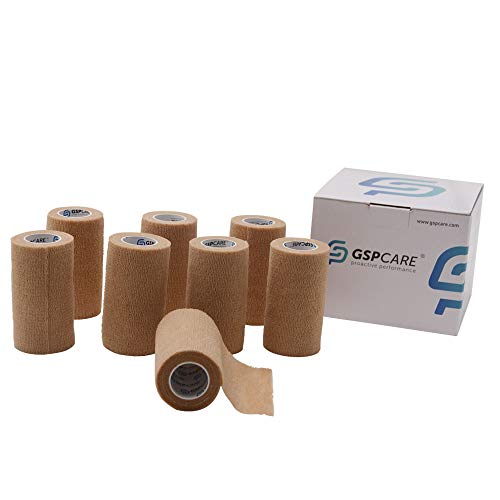 Self Adherent Cohesive Wrap Bandages 6 Count 4" x 5 Yards, Self Adhesive Non Woven Bandage Rolls（Skin Color） - size: 6 Count (Pack of 1)
