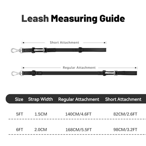 Waterproof Dog Leash with Poop Bag Holder, 5FT/6FT Adjustable Length with 2 Swivel Hooks, Odor-Free & Easy-Clean Dog Lead for Large Medium Small Dogs - color: Black, size: 6FT - 3/4inch Width