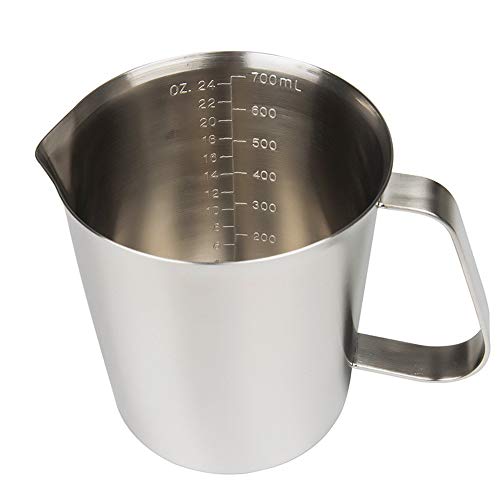 Measuring Cup, Stainless Steel Measuring Cup (24 Ounce/ 0.7 Liter), Milk Frothing Pitcher, Steaming Pitcher, Milk Frothing Cup with Marking with Handle for Espresso Machines, Latte Art - size: 24 OZ (700ML)