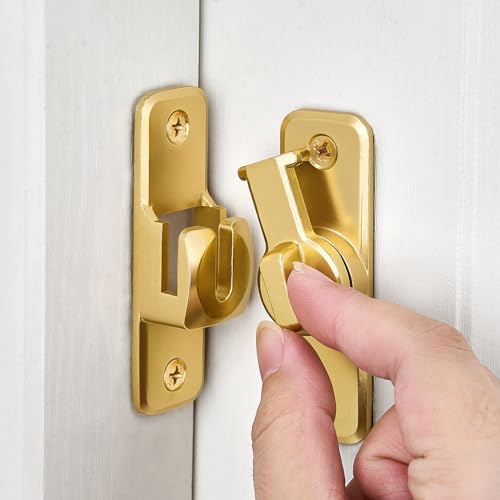 2 Pcs Gold 90/180 Degree Flip Latch,Zinc Alloy Barn Door Latch | Right Angle Door Lock Latch,Sliding Door Latch Lock,for Cabinets,Bedroom,Fence Gates,Window,Garden,Garage,Pet Cage - color: Gold