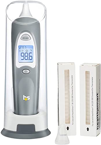 HealthSmart Digital Ear Thermometer for Babies, Kids and Adults - Instant and Accurate Results, Infrared Technology, Visual Fever Indicator, and 30 Disposable Lens Covers, FSA & HSA Eligible - style: Ear