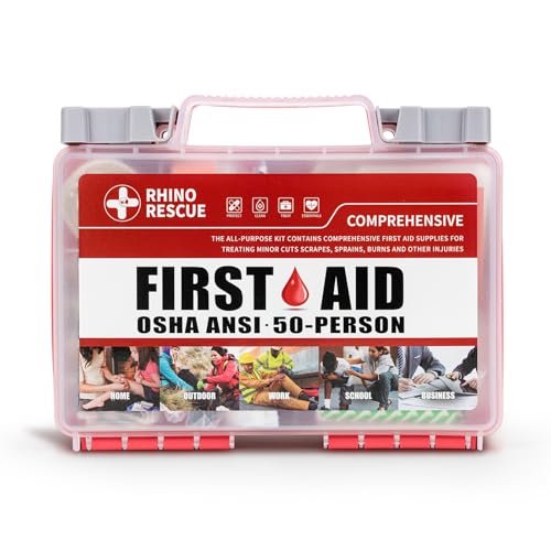 RHINO RESCUE 278pcs First Aid Kit, All-Purpose 50-Person | Home & Office Emergency Medical Supplies, for Minor Cuts, Scrapes, Burns, HSA/FSA Approved - size: 266 Piece