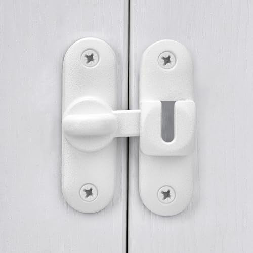 Matte White 90/180 Degree Barn Door Latches,Flip Gate Lock | Zinc Alloy Flip Gate Latches,Right Angle Door Lock,for bedroom,garage,sliding door,window,cabinet,drawer,pet enclosures - color: Matte White