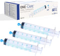 ONE-CARE 60ml Oral Syringe w/Cap, Slip Tip Liquid Dispensers, 25/Box | Precise Dosing, Infants-Oral Feed, Accurate Graduation, Individually Wrapped, Food-Grade Plastic, Adult & Pet - size: 60ml