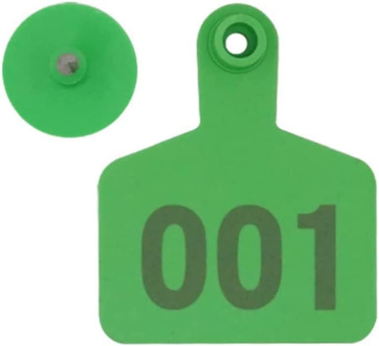 Cattle Ear Tags 301-400 Numbered Large Plastic Livestock Ear Tag,Green | L3'' x W 2.5'' For Sheep Calf Goat Pig,Animal Id Tags For Ranch & Farm Herd Tracking, Laser Print Clear Numbers,Copper Head - color: Green, size: 301-400