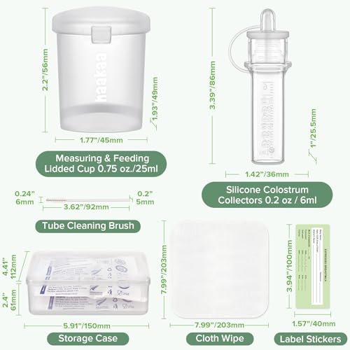 haakaa Silicone Colostrum Collector 6ml/6pcs & Lidded Cup 25ml Pack | World-first design, 3-in-1 Collector, Safe food-grade silicone-BPA Free, Ready-to-use pack,Replace disposable syringes - size: 6 Count (Pack of 1)-6ml + Feeding Cup