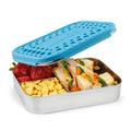 LunchBots Medium Trio Stainless Steel Kids Bento Box 3-Section Aqua 32oz - color: Aqua Dots, size: 3 Section