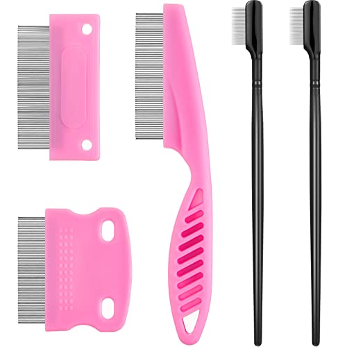5 Pieces Dog Eye Combs Tear Stain Remover Combs Pet Grooming Comb for Small Dogs Gently Removing Eye Mucus and Crust (Pink, Black) - color: Pink, Black