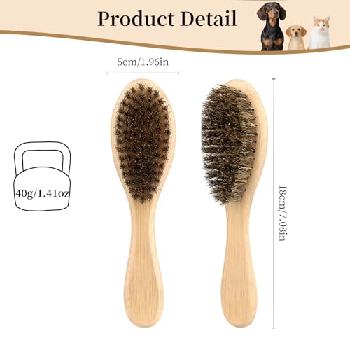 Soft Boar Bristle Dog Brush for Short Haired, Ideal Pet Hair Brush | Gentle Deshedding & Grooming Tool, Puppy Essentials for Grooming and Shedding
