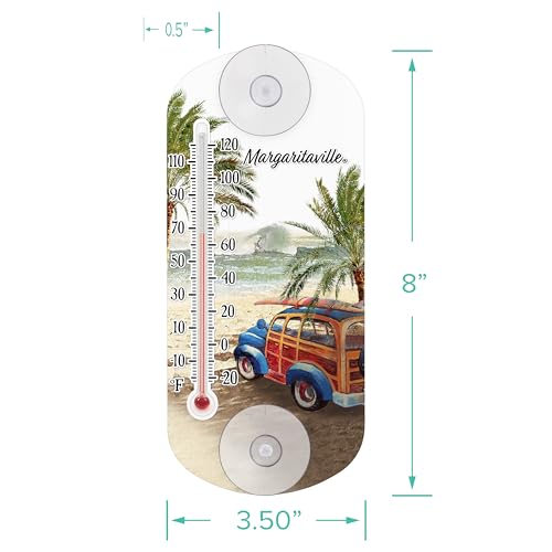 La Crosse 204-1081MV3 8-inch Analog Capillary Window Thermometer with Station Wagon - color: Azure
