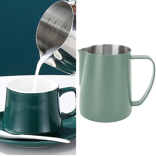 480ML Milk Frothing Pitcher,Steaming Pitcher,Milk Frother Cup,Coffee Frothing Cup 304 Stainless Steel Milk Frother Jug Point Mouth Latte Art Pitcher with Inner Scale(#1) - color: #1