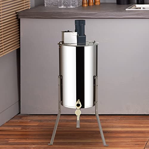 VEVOR Electric Honey Extractor, 2/4 Frame Stainless Steel Beekeeping Extraction, Honeycomb Drum Spinner with Transparent Lid, Apiary Centrifuge Equipment with Height Adjustable Stand | Stainless Steel Spinner with Clear Lid, Fits 2 Deep and 2 Medium Frame
