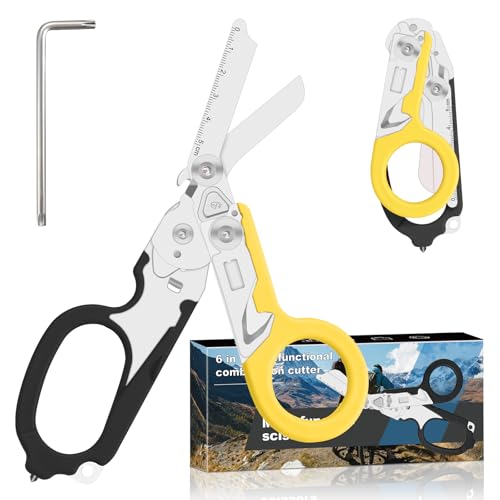 6-in-1 Heavy-Duty Emergency trauma shears (Black Yellow) - color: Black Yellow