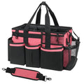 SCAVATA Wearable Cleaning Caddy, Cleaning Caddy Supplies Organizer with Handle & Shoulder Straps for Housekeepers, Under Sink & Car Cleaning Tool Organizers Bag with 4 Foldable Divider (OleanderRed) - color: OleanderRed