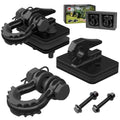 Tractor Bucket Grab Hook with 5/8" D-Ring Shackle Combo, Bolt-On Tow Hook and D-Ring Shackle, Matching Backing Plate, Rubber Gaskets & Isolators, 20000LBS Breaking Strength, 2 Set, Black&Black - color: Black&Black