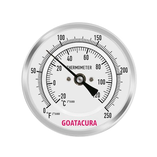 Bimetal Thermometer, Full Stainless Steel, 3" Dial Size, 4" Stem, 1/2" NPT Back Mount, 0-250 Deg F/-20-120 Deg C, 1% Accuracy - size: L=4"