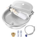 MYFAMIREA Automatic Animal Drinking Water Bowl Stainless Steel Waterer Feeder Farm Dog Dispenser Kit Self Filling for Livestock Horse Goat Water Trough with Float Valve Drain Hole Hose Adapter Bolts - size: 1 PCS
