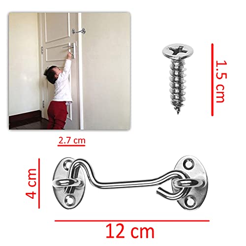 Kare & Kind 4-Inch Hook and Eye Latch, Silver Door Latch, 1 Pack | Metal privacy hardware with 4 screws for gates, barn doors, cabinets, windows, sheds, bathrooms, RVs, and solid frames - style: 1-Silver