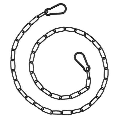 39 inch Gate Chain Lock with Both-Ended Carabiners,Chain Dia 3 mm,Black | 304 Stainless steel, for outdoor fence gates,pet cages, easy to lock/unlock, extra security, for gate that wouldn’t stay shut - size: 39" x 1/8"