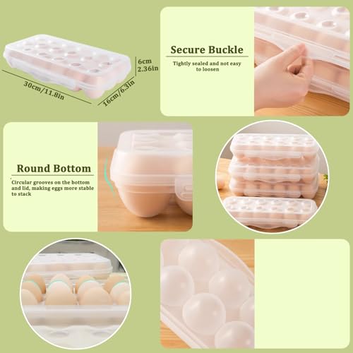 18 Grid Egg Container for Camping, 2 Packs Refrigerator Egg Rack Holder Plastic Storage Box Organizer with Lid for Refrigerator Camping Hiking Outdoor Activities