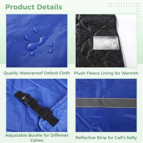 2 PCS Calf Goat Blanket Jacket, Thick Calf Goat Coat for Winter, Oxford Cloth Warming Blanket, Double Sided Waterproof, Windproof Livestock Blanket for Cold Weather (Blue)