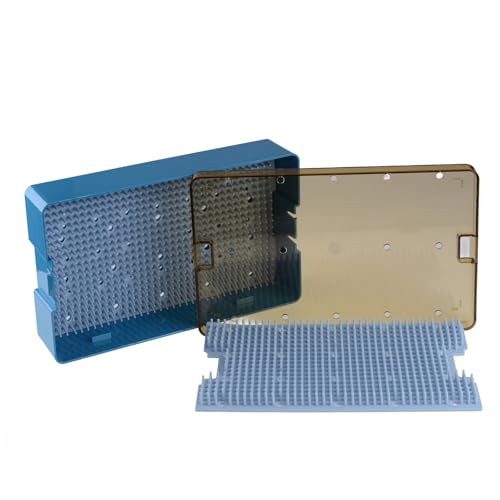 REEHUT Double Layer Autoclavable Instruments Storage Box Instruments Sterilization Tray Case with Silicone Mat
