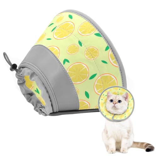 Cat Cone Collar Soft to Stop Licking, Adjustable, Foldable Lightweight Kitten Cones After Surgery Recovery for Cats & Kittens, Cat Cone Alternative, Easy Eating (Yellow, S) - color: Yellow, size: S