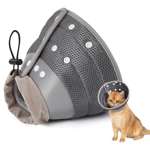Avont Cat Cone Collar – Soft Lightweight Recovery E-Collar for Cats - Darkgrey S - color: Darkgrey, size: S(Neck: 6"-7")