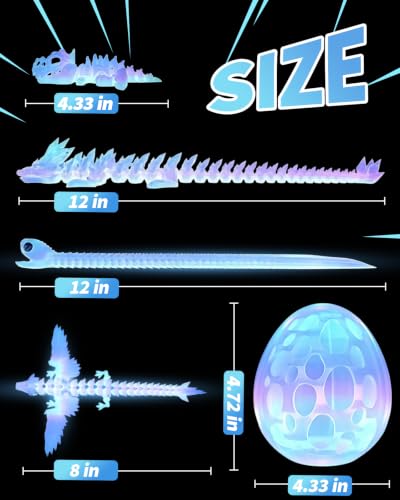 5 Pcs，12" 3D Printed Noctilucent Rainbow Dragon Eggs,Dinosaur,Crystal Dragon Toys,Snake, Animals,Fidget Toy,Desk Executive Toy，Easter Eggs Basket Stuffers,Toys for Boys Kids Teen 5-7 4-6 8-12 - color: Oo-05