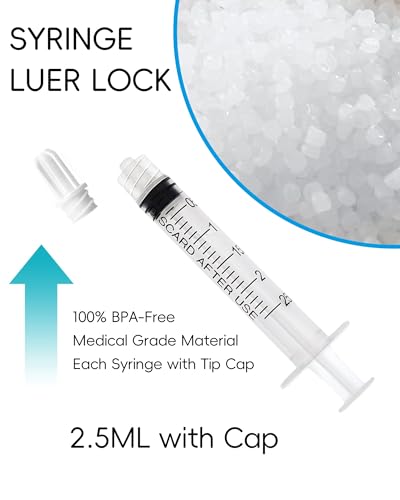 2.5ml Luer Lock Syringe without Needle - 2.5cc Plastic Syringes, Sterile, Individually Sealed, Pack of 30 - size: 2.5ML