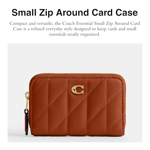 Coach Small Zip Around Card Case - color: Amber Brown, size: One Size