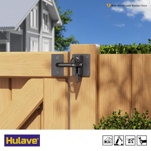 Hulave 304 Stainless Steel Fence Gate Latch, Self-Locking Gravity Gate Latch, Heavy Duty Privacy Gate Latch for Wooden Fence, Metal Gate & Vinyl Fence Gate Hardware (Black) - color: Black