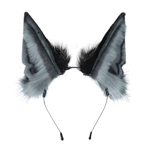 Handmade Wolf Ears Headband Fox Ear Hairband Wolf Cosplay Props - color: Gray Black