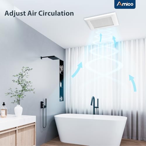 Amico Bathroom Exhaust Fan, 110 CFM, 1.0 Sones, Low Noise, ETL & FCC | Ceiling Opening 9.4 ''x 9.4'', Household Bath Ventilation Fans, Ceiling Mounted, No Attic Access Needed - size: 110 CFM (No Light)