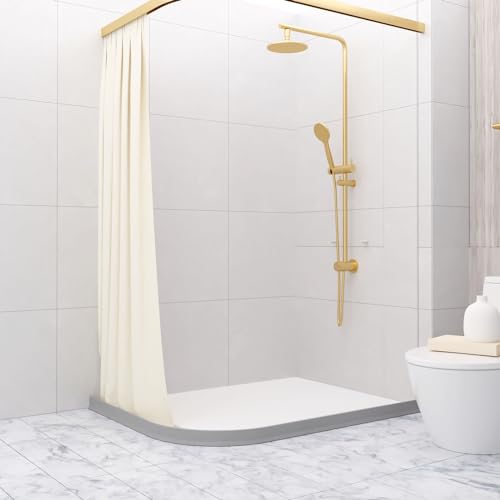 Raycity 3"H Shower Threshold Water Dam, Shower Water Guard, 98 Inch, Gray | Silicone Rubber Water Stopper for Walk in Shower, Water Barrier, Prevent Leaks, Suitable for Bathroom, Kitchen - color: Gray, style: 98 inch