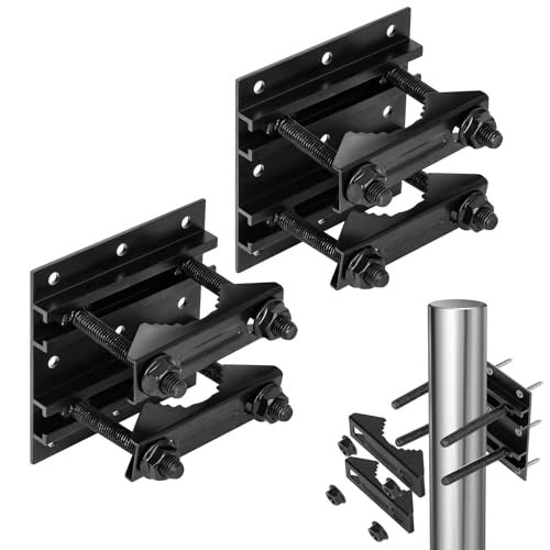 Post Tubes Mounting Bracket, 2-Packs Adjustable Solar Mounting Bracket Fence Hook Compatible with Round, Square, T-Posts, Irregularly Shaped Pipes (Max. 2-1/2" Width)