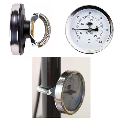 Brannan Clip on Pipe Clamp HVAC Thermometer - Clip on Thermometer Pipe Temperature Gauge for Measuring Temperatures of HVAC Hot Water Pipes and Radiators