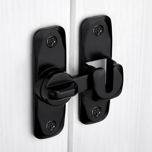2 Packs Black Barn Door Latches,90/180 Degree Gate Lock_B | Zinc Alloy Right Angle Door Lock Latch,Flip Gate Latches,Sliding Door Latch Lock,for Cabinets,Fence Gates,Pet Cage - color: Black