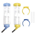 Depets 2PCS 8.45 oz No Drip Small Animal Water Bottle, Cage Water Bottles | Plastic, for Small Pet/Guinea Pig/Hamster/Bunny/Ferret/Rabbit, Hanging Wire & Buckle Included, Easy to Install, Yellow & Blue