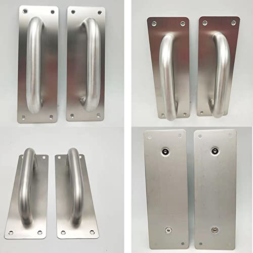 WANLIAN 2Pcs Pull Push Door Plate Handle 8inch Stainless Steel Heavy Duty Barn Door Pull for Shed Commercial Fire Gate with Mounting Screws (Silver, 200x65mm/7.9x2.6inch) | Heavy Duty Barn Door Pull for Shed Commercial Fire Gate with Mounting Screws (200x