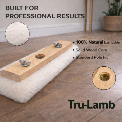 Tru-Lamb -10" Lambskin Floor Applicators 3 Pack. 100% Natural Lambswool Applicator for Polyurethane, Stain, Wax & Floor Finish – Professional Lint-Free Applicator for Hardwood Floors (10" - 3 Pack) - style: 10" Applicator 3 Pack