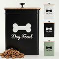 Metal Dog Food Container 5-7lb, 25 Cup w/ Airtight Bamboo Lid, Metal Handle | Pet Jar For Dogs up to 50lbs, Airtight Bamboo Lid, Sturdy Comfortable Metal Handle, Powder Coated Iron, Kibble Storage Bin - color: Black: Bone