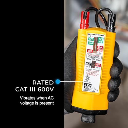 Ideal Electrical Vol-Con Solenoid Voltage Tester, LED, CAT III 600V | AC/DC detection, vibrating alert, low-impedance design, voltage testers, electrical tools, electrical testing
