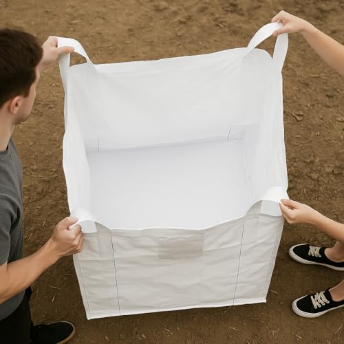 5 Pack FIBC Bulk Bags, 1 Ton Capacity Each, 2200lbs SWL Polypropylene | 35x35x43", Large Reusable Super Sacks for Yard Waste, Firewood, Grain(costales para maíz), Construction Debris, and More