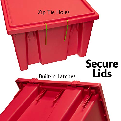 Akro-Mils 35190 Nest and Stack Plastic Storage Container and Distribution Tote, (19-1/2-Inch L x 15-1/2-Inch W x 10-Inch H), Red, (6-Pack) - color: Red